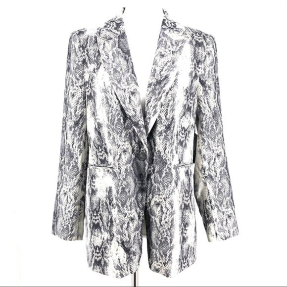 Vince Camuto Black White Gray Snake Skin Print Blazer Jacket Sz 12 NWT - Picture 2 of 16